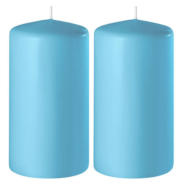 2x Kaarsen turquoise 6 x 8 cm 27 branduren sfeerkaarsen - Stompkaarsen