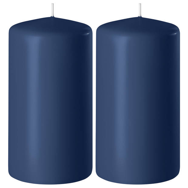 2x Kaarsen donkerblauw 6 x 12 cm 45 branduren sfeerkaarsen - Stompkaarsen