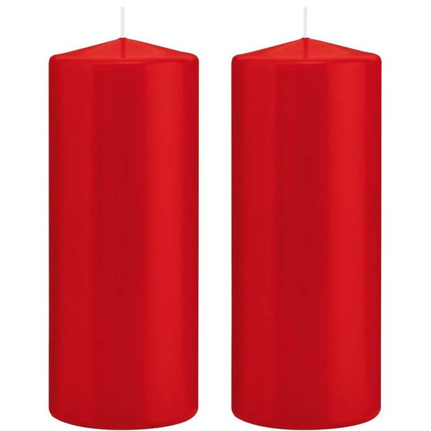 2x Kaarsen rood 8 x 20 cm 119 branduren sfeerkaarsen - Stompkaarsen