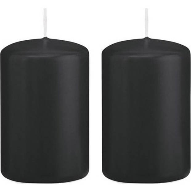 2x Kaarsen zwart 5 x 8 cm 18 branduren sfeerkaarsen - Stompkaarsen