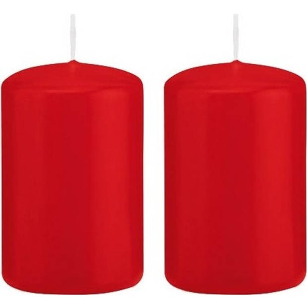 2x Kaarsen rood 5 x 8 cm 18 branduren sfeerkaarsen - Stompkaarsen