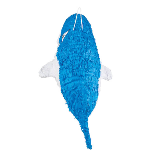 Boland piñata haai 60 x 27 cm papier blauw/wit