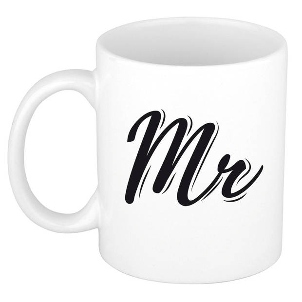 Mrs and Mr bruiloft / bruidspaar cadeau koffiemok / theebeker wit 300 ml - feest mokken