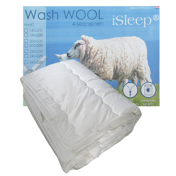 iSleep Wash Wool wollen 4-seizoenen dekbed - wasbare wol - 1-Persoons 140x220 cm