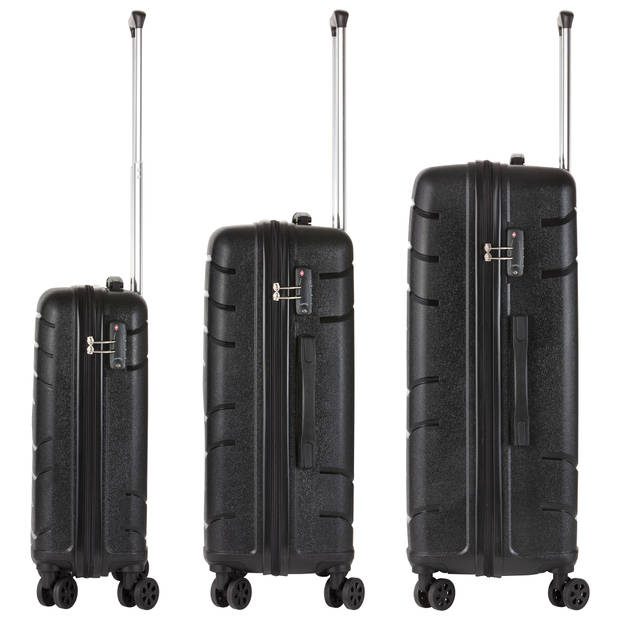 TravelZ Big Bars Kofferset 3-delig met TSA-slot - Zwart