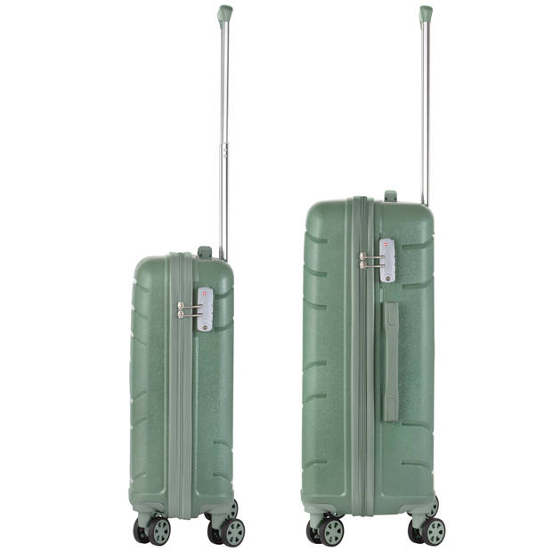 TravelZ Big Bars Kofferset 2-delig Handbagage 55cm + Grote reiskoffer 78cm Olijf