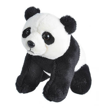 Wild Republic knuffel panda junior 13 cm pluche zwart/wit