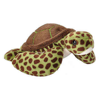 Wild Republic knuffel zeeschildpad 13 cm pluche groen/bruin