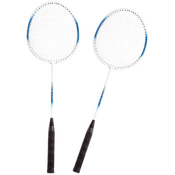 Badminton set blauw/wit met 2 shuttles en opbergtas - Badmintonsets