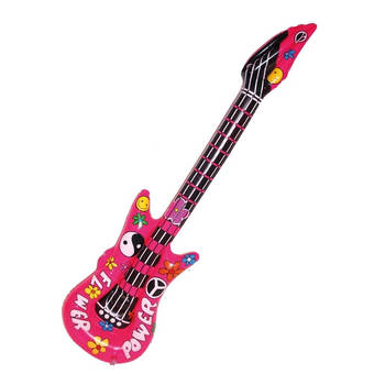 Toppers Opvallende flower power gitaar 105 cm - Opblaasfiguren