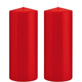 2x Kaarsen rood 8 x 20 cm 119 branduren sfeerkaarsen - Stompkaarsen