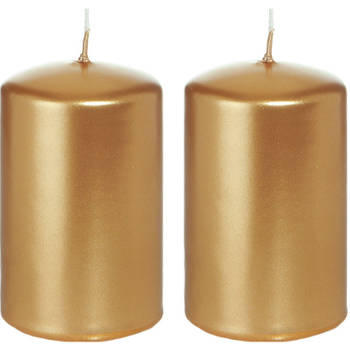 2x Kaarsen goud 5 x 8 cm 18 branduren sfeerkaarsen - Stompkaarsen