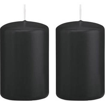 2x Kaarsen zwart 5 x 8 cm 18 branduren sfeerkaarsen - Stompkaarsen