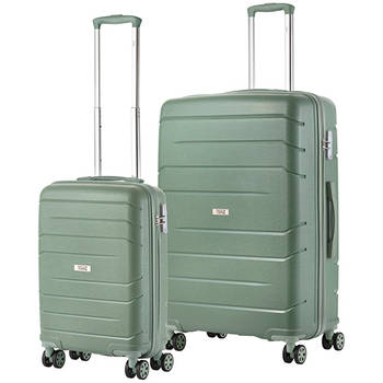 TravelZ Big Bars Kofferset Trolleyset 2-delig Handbagage + Groot Groen