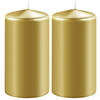 2x Kaarsen metallic goud 6 x 8 cm 27 branduren sfeerkaarsen - Stompkaarsen