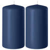 2x Kaarsen donkerblauw 6 x 15 cm 58 branduren sfeerkaarsen - Stompkaarsen
