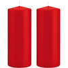 2x Kaarsen rood 8 x 20 cm 119 branduren sfeerkaarsen - Stompkaarsen