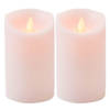 2x LED kaars/stompkaars roze met dansvlam 12,5 cm - LED kaarsen