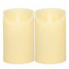 2x LED kaars/stompkaars ivoor met dansvlam 12,5 cm - LED kaarsen