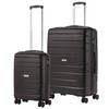 TravelZ Big Bars Kofferset Trolleyset 2-delig Handbagage + Groot Zwart