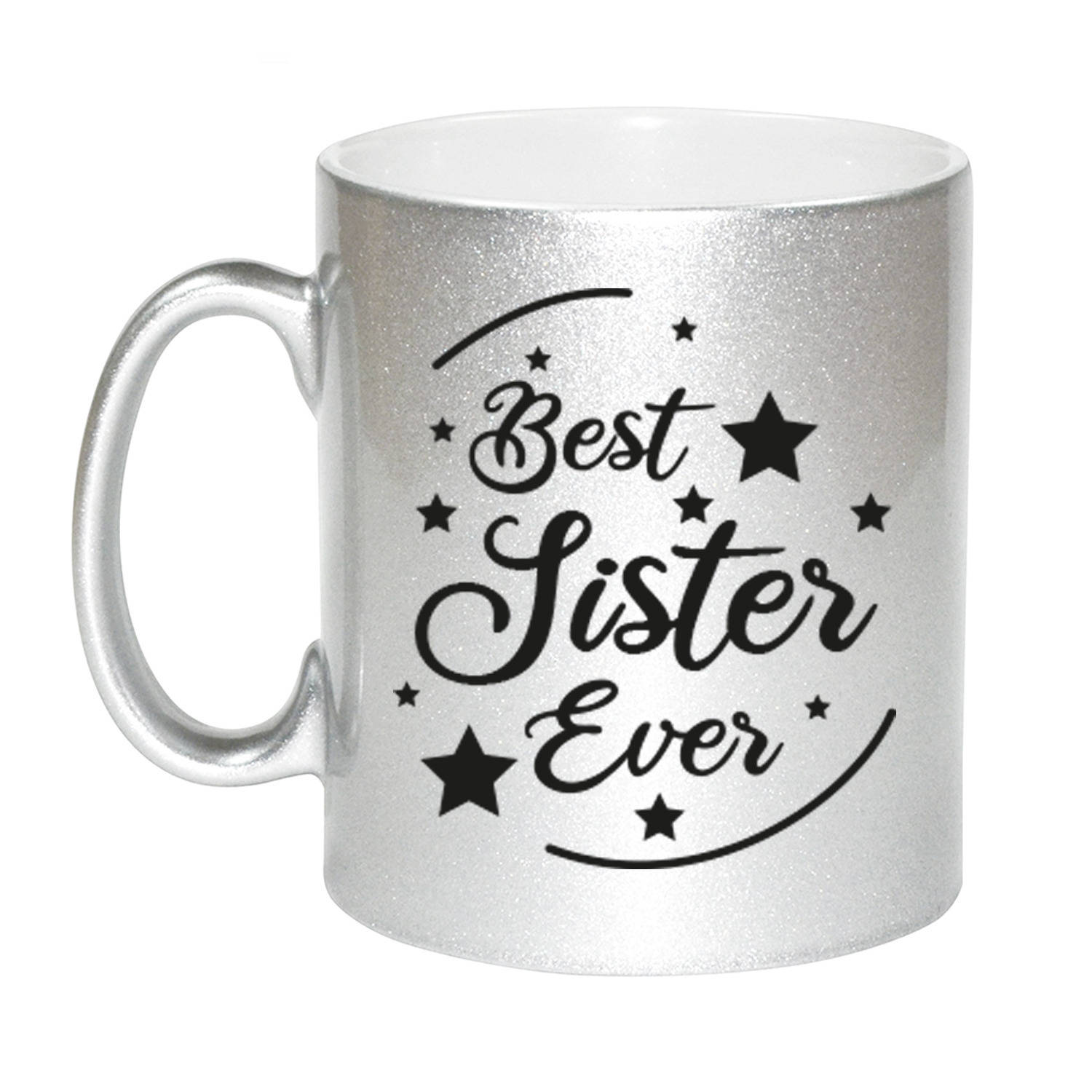 Best Sister Ever Cadeau Koffiemok-Theebeker Zilverkleurig 330 Ml Verjaardag-Bedankje Kado Voor Zus-Z