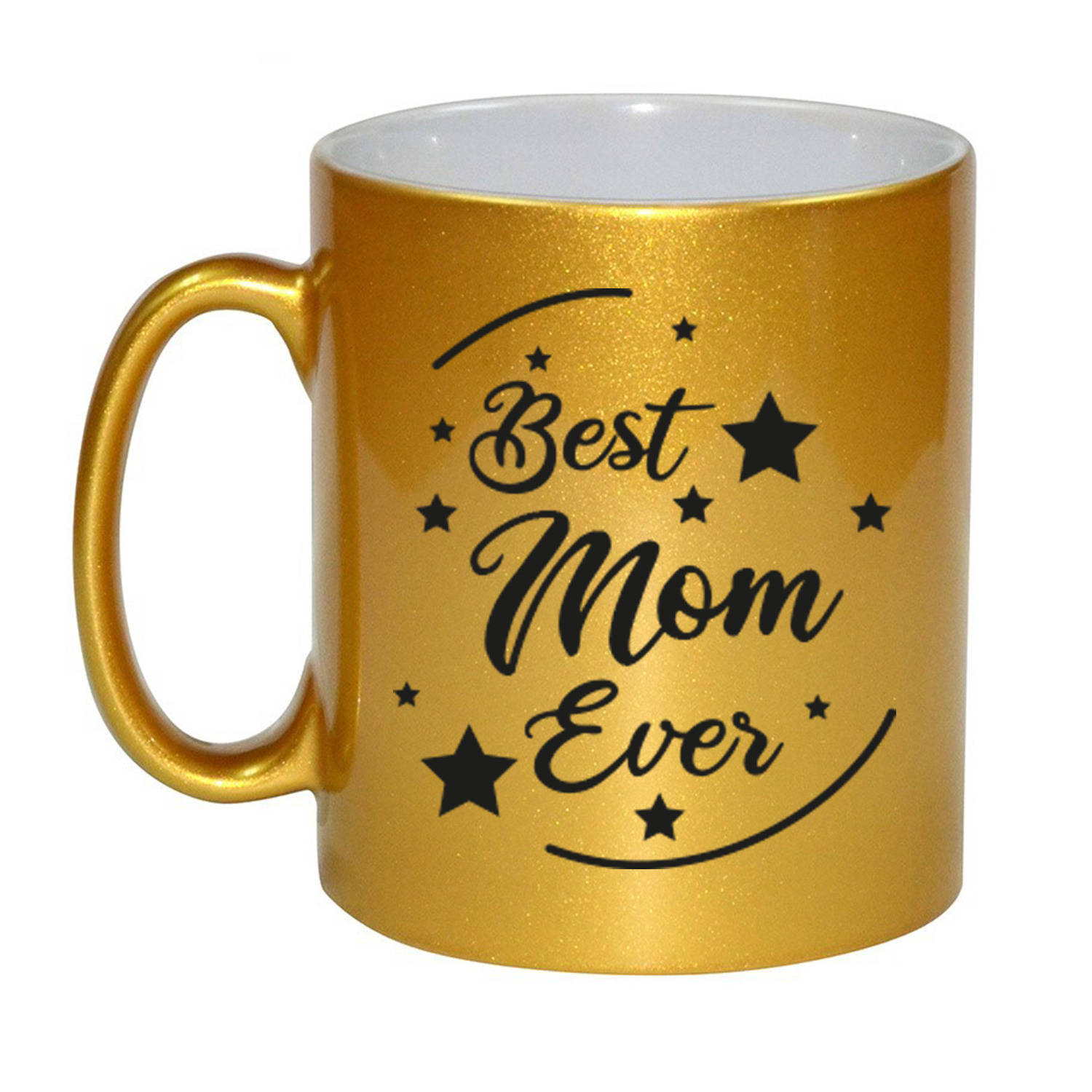 Best Mom Ever Cadeau Koffiemok-Theebeker Goudkleurig 330 Ml Verjaardag-Moederdag-Bedankje