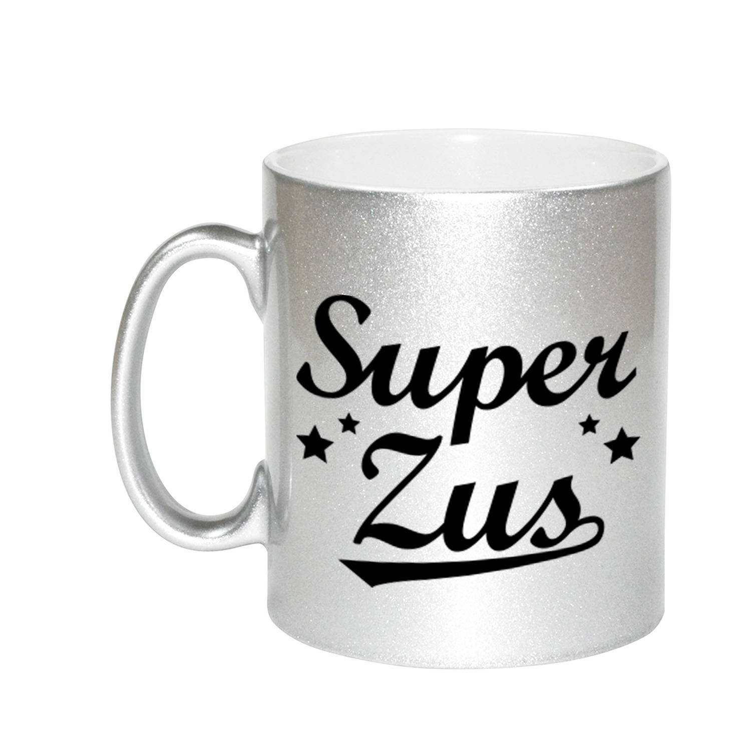 Super Zus Cadeau Zilveren Mok / Beker Sterren 330 Ml - Feest Mokken