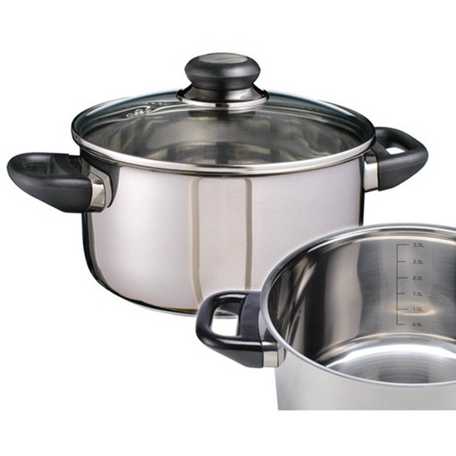 Nageslacht beddengoed is genoeg RVS kookpan / pan met glazen deksel 20 cm - Kookpannen | Blokker