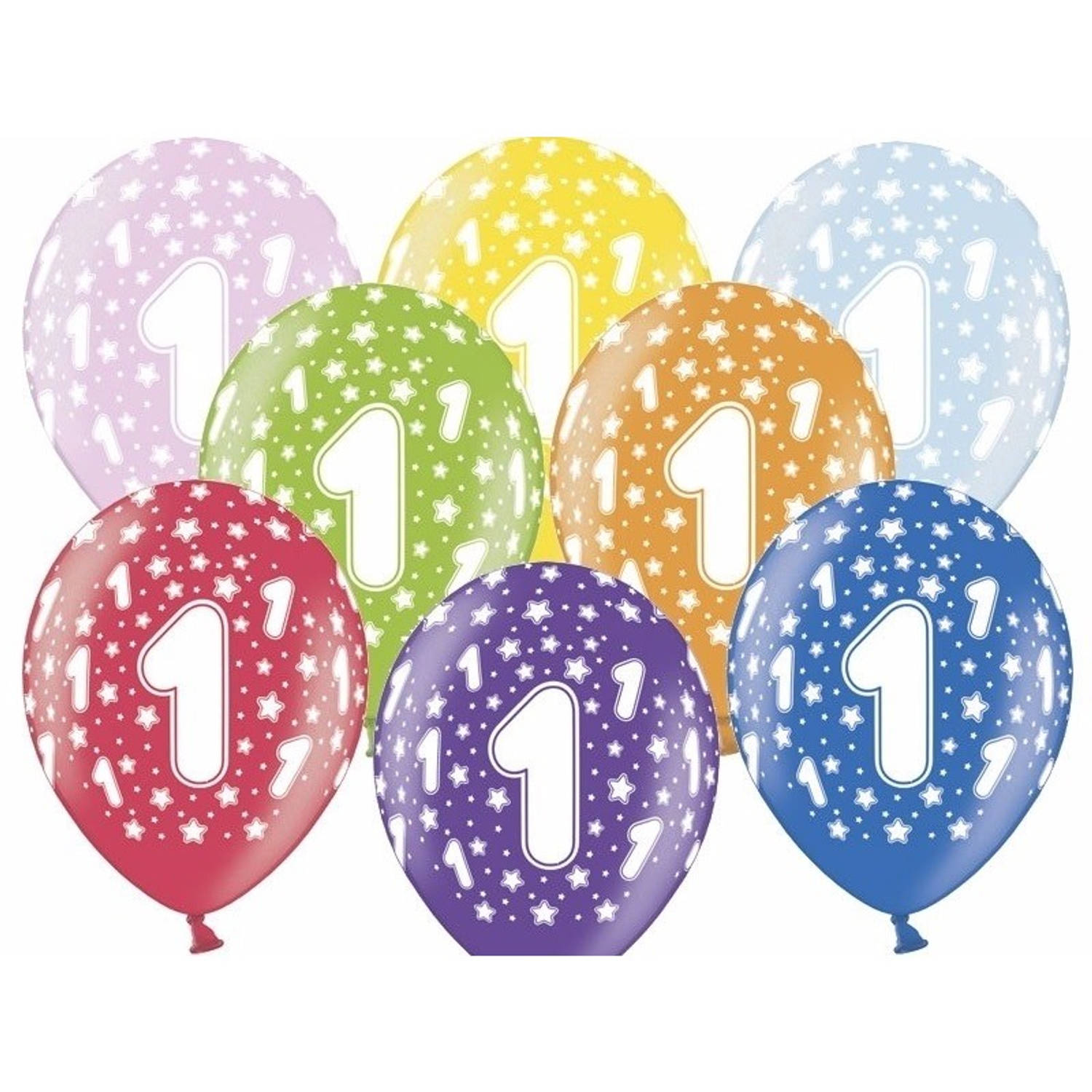 12x stuks verjaardag ballonnen 1 jaar thema met sterretjes - Ballonnen