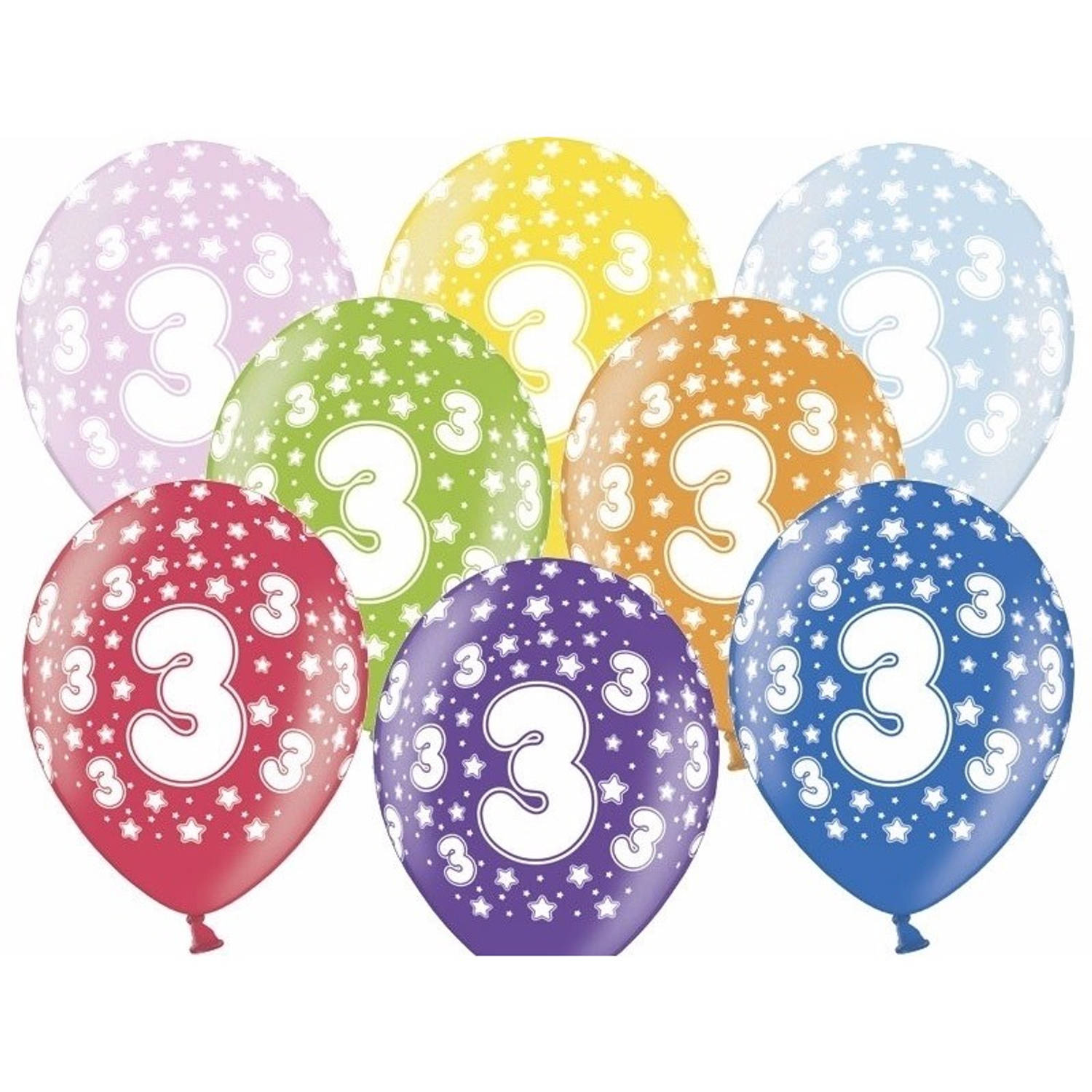 12x stuks Ballonnen 3 jaar thema met sterretjes - Ballonnen