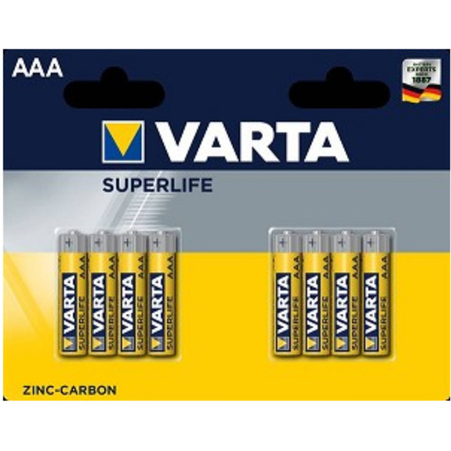 Varta batterijen AAA Superlife R03 1,5V zink-carbon 8 stuks