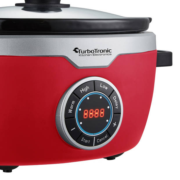 TurboTronic SC100 Digitale Slow Cooker met timer - 3.5L - 190W - Rood