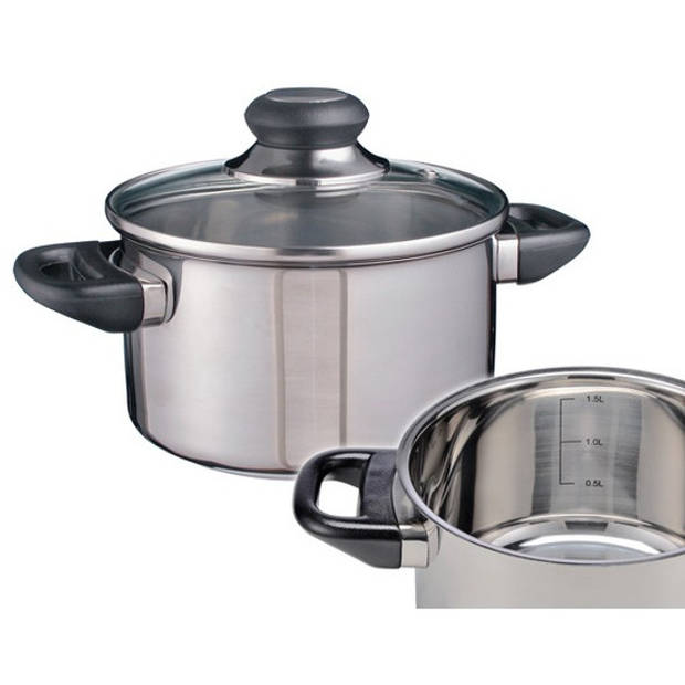 RVS kookpannetje / pan met glazen deksel 16 cm - kookpannen - Koken - Keukengerei