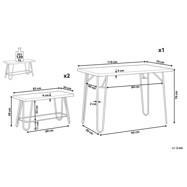 Beliani KEMPTON - Eetkamerset-Grijs-MDF