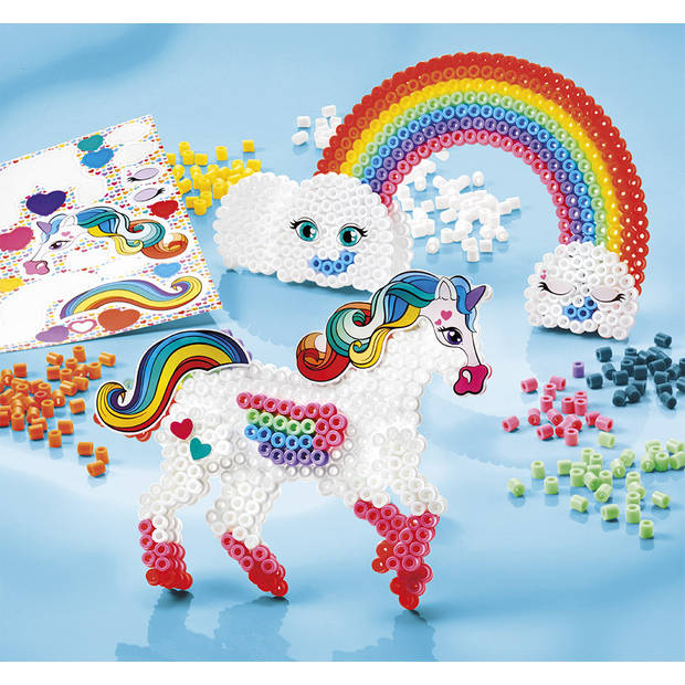Totum strijkkralen set unicorn 3D multicolor 3-delig