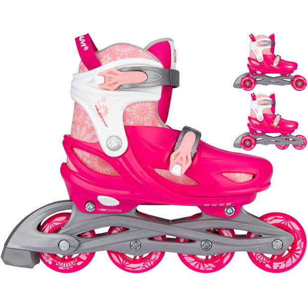 Nijdam 3-in-1 skates Floral Switch polyester roze/wit mt 25-28