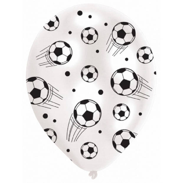 12x stuks kinder verjaardag ballonnen met voetbal print - Ballonnen