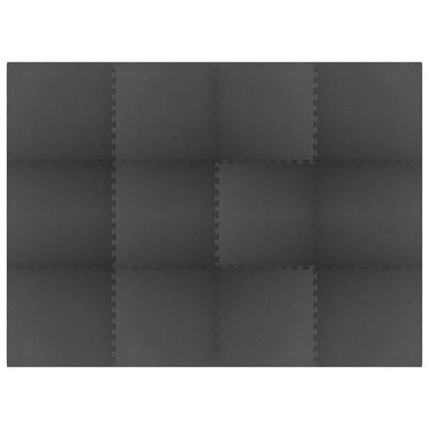 The Living Store Puzzelsportmat - 12 stks - 60 x 60 x 1 cm - zwart - EVA-schuim