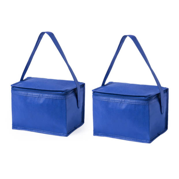 2x stuks strand sixpack mini koeltasjes blauw - Koeltas