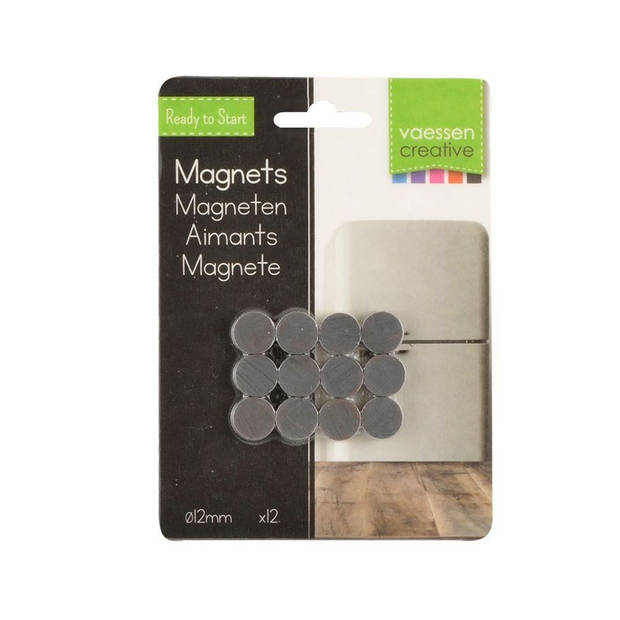 24x Ronde koelkast/kantoor magneten 12 mm zwart - Magneten