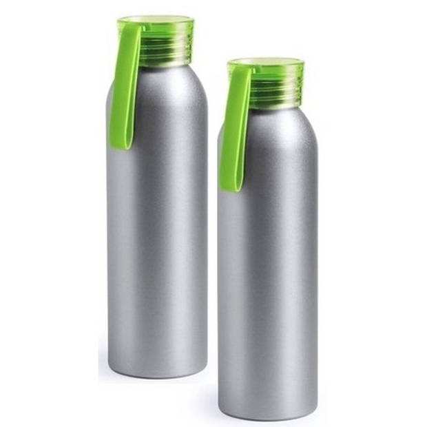 2x Aluminium bidon groen 650 ml - Drinkflessen