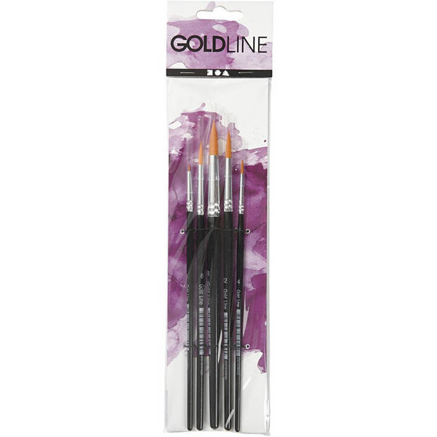 5x Gold Line penselen/kwasten synthetisch - Penselen