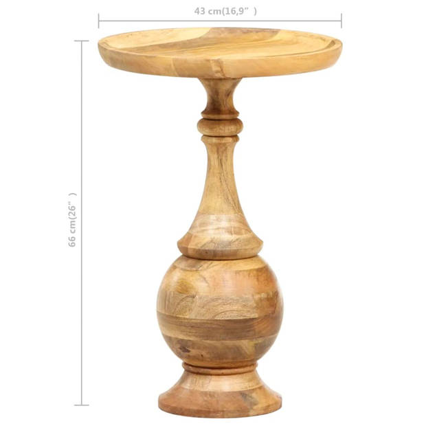 vidaXL Bijzettafel rond 43x43x66 cm massief mangohout