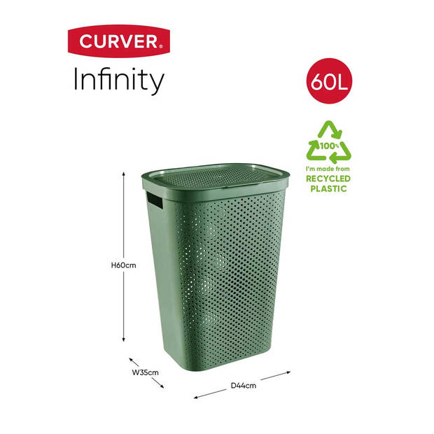 Curver Infinity Recycled Dots Wasmand met deksel - 60L - Groen