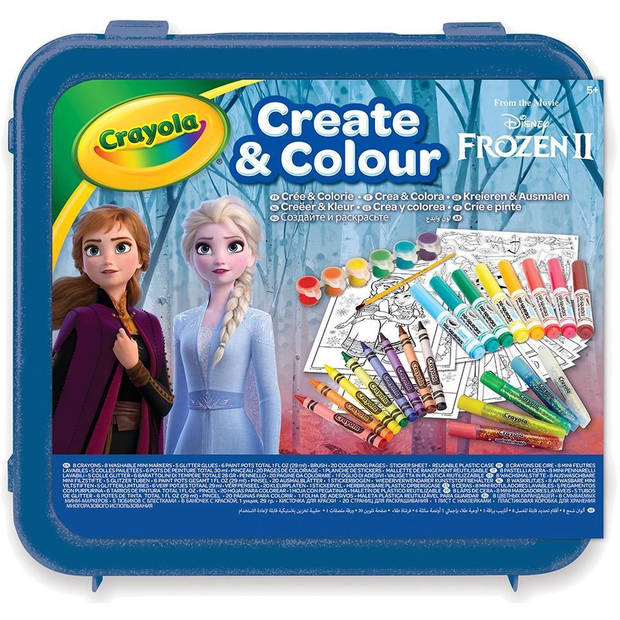 Crayola kleurkoffer Frozen II junior 27 cm blauw 6-delig