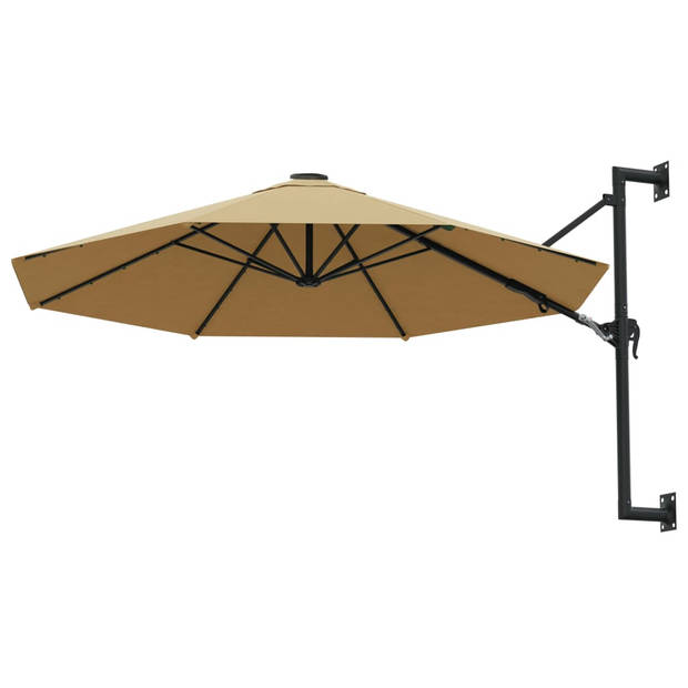 The Living Store muurparasol 300 x 131 cm - taupe - UV-beschermend polyester - zwengelsysteem - 8 baleinen