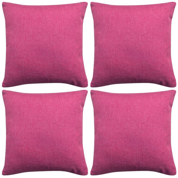 vidaXL Kussenhoezen 4 stuks linnen look roze 40x40 cm