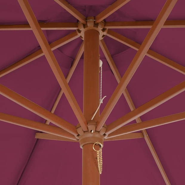 vidaXL Parasol met houten paal 300 cm bordeauxrood