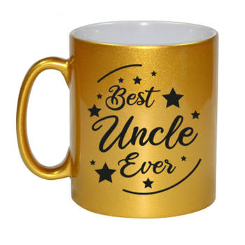Best Uncle Ever cadeau mok / beker goudglanzend 330 ml - feest mokken
