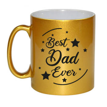 Best Dad Ever cadeau mok / beker goudglanzend 330 ml - feest mokken